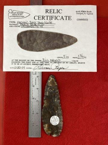 Archaic Base Tang Knife     with COA (1 of 6)