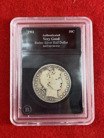 1911 Barber 1/2 Dollar Coins: KEY WORDS: NATIVE AMERICAN INDIAN ARTIFACT ARTIFACTS ARROWHEAD ARROWHEADS MISSISSIPPIAN QUAPAW CADDO POTTERY COINS MORGAN DOLLAR PEACE DOLLAR SILVER COINS
