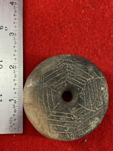 Large Pottery Engraved Bead     Indian Artifact Arrowhead (1 of 4)