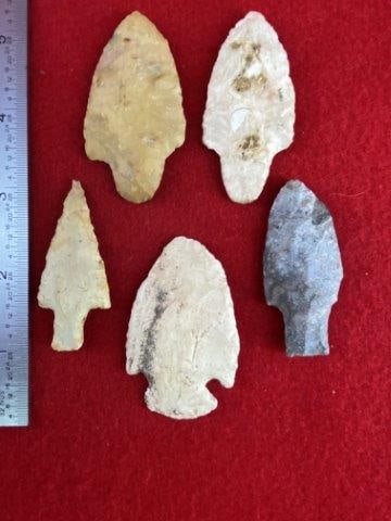 5 Very Nice Arrow Points      Indian Artifact Arrowhead (1 of 1)