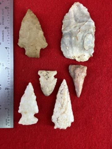 6 Very Nice Arrow Points      Indian Artifact Arrowhead (1 of 1)