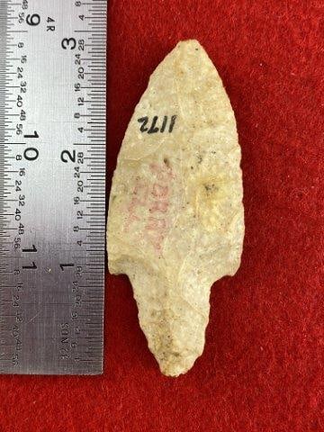 Very Nice Arrowhead from the James Evans Estate Collection: Please see picture for measurement. This arrowhead is from the James Evans Estate Collection of Vandalia, Missouri. KEY WORDS: NATIVE AMERICAN INDIAN ARTIFACT ARTIFACTS ARROWHEAD ARROWHEADS MISSISSIPP