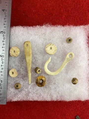 Bone Hook with beads & Needle Indian Artifact Arrowhead: Please see picture for measurement. These artifacts are from multiple collections from around the United States. KEY WORDS: NATIVE AMERICAN INDIAN ARTIFACT ARTIFACTS ARROWHEAD ARROWHEADS MISSISSIPPIAN
