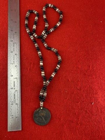 Martin VanBuren Trade Pendant with Trade Bead Necklace         Indian Artifact Arrowhead (1 of 3)