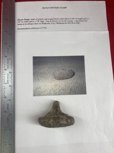 Mayan Pottery Stamp Indian Artifact Arrowhead: Please see picture for measurement. These artifacts are from multiple collections from around the United States. KEY WORDS: NATIVE AMERICAN INDIAN ARTIFACT ARTIFACTS ARROWHEAD ARROWHEADS