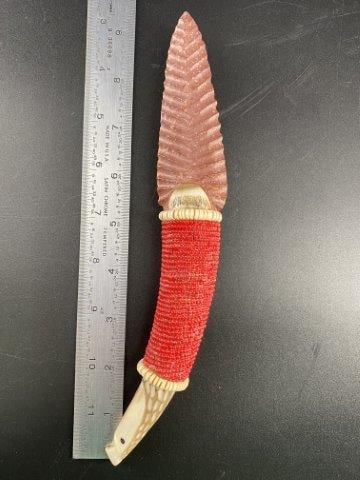 Hafted Knife with Beaded Handle     Indian Artifact Arrowhead (1 of 8)