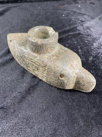 Hawk & Fish Double Effigy Stone Pipe (1 of 7)