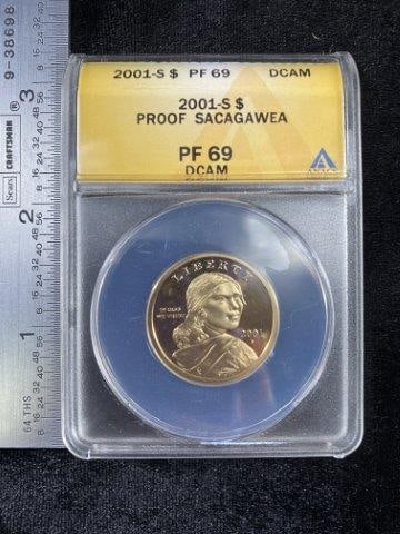 2001-S PF 69 Proof Sacagawea Coin: Please see picture for measurement. These artifacts are from multiple collections from around the United States. KEY WORDS: NATIVE AMERICAN INDIAN ARTIFACT ARTIFACTS ARROWHEAD ARROWHEADS MISSISSIPPIAN