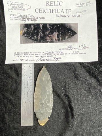 Turkey Tail with COA: Please see picture for measurement. It is from Jay County Indiana. It comes with a Dwain Rogers Certificate of Authenticity. ex- David Smith Collection. These artifacts are from multiple collections f
