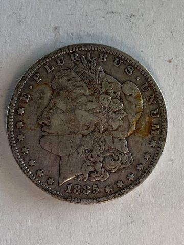1885 Morgan Silver Dollar: Please see picture for Date & Mint Mark. KEY WORDS: NATIVE AMERICAN INDIAN ARTIFACT ARTIFACTS ARROWHEAD ARROWHEADS MISSISSIPPIAN QUAPAW CADDO POTTERY COINS MORGAN DOLLAR PEACE DOLLAR SILVER COINS