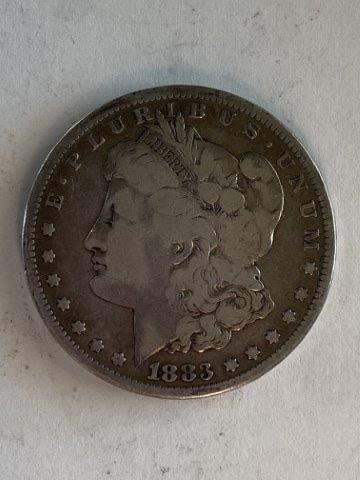 1883 Morgan Silver Dollar: Please see picture for Date & Mint Mark. KEY WORDS: NATIVE AMERICAN INDIAN ARTIFACT ARTIFACTS ARROWHEAD ARROWHEADS MISSISSIPPIAN QUAPAW CADDO POTTERY COINS MORGAN DOLLAR PEACE DOLLAR SILVER COINS