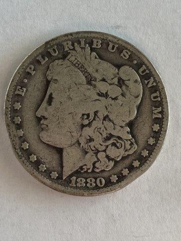 1880 Morgan Silver Dollar: Please see picture for Date & Mint Mark. KEY WORDS: NATIVE AMERICAN INDIAN ARTIFACT ARTIFACTS ARROWHEAD ARROWHEADS MISSISSIPPIAN QUAPAW CADDO POTTERY COINS MORGAN DOLLAR PEACE DOLLAR SILVER COINS