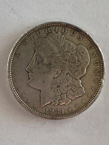 1921 Morgan Silver Dollar: Please see picture for Date & Mint Mark. KEY WORDS: NATIVE AMERICAN INDIAN ARTIFACT ARTIFACTS ARROWHEAD ARROWHEADS MISSISSIPPIAN QUAPAW CADDO POTTERY COINS MORGAN DOLLAR PEACE DOLLAR SILVER COINS