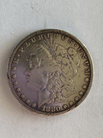 1880 Morgan Silver Dollar: Please see picture for Date & Mint Mark. KEY WORDS: NATIVE AMERICAN INDIAN ARTIFACT ARTIFACTS ARROWHEAD ARROWHEADS MISSISSIPPIAN QUAPAW CADDO POTTERY COINS MORGAN DOLLAR PEACE DOLLAR SILVER COINS