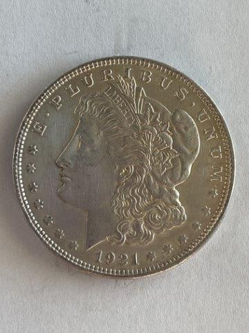 1921 Morgan Silver Dollar: Please see picture for Date & Mint Mark. KEY WORDS: NATIVE AMERICAN INDIAN ARTIFACT ARTIFACTS ARROWHEAD ARROWHEADS MISSISSIPPIAN QUAPAW CADDO POTTERY COINS MORGAN DOLLAR PEACE DOLLAR SILVER COINS