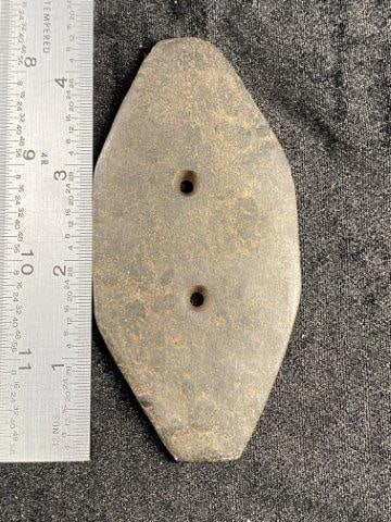 Gorget: Please see picture for measurement. These artifacts are from multiple collections from around the United States. KEY WORDS: NATIVE AMERICAN INDIAN ARTIFACT ARTIFACTS ARROWHEAD ARROWHEADS MISSISSIPPIAN
