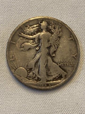 Walking Liberty Silver 1/2 Dollar: Please see picture for date & mint mark. KEY WORDS: NATIVE Amerman INDIAN ARTIFACT ARTIFACTS ARROWHEAD ARROWHEADS MISSISSIPPIAN QUAPAW CADDO POTTERY COINS MORGAN DOLLAR PEACE DOLLAR SILVER COINS