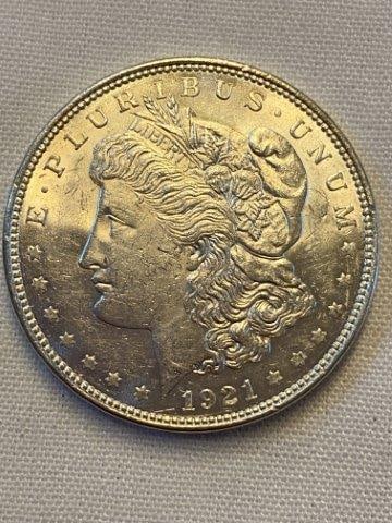 Morgan Silver Dollar: Please see picture for date & mint mark. KEY WORDS: NATIVE Amerman INDIAN ARTIFACT ARTIFACTS ARROWHEAD ARROWHEADS MISSISSIPPIAN QUAPAW CADDO POTTERY COINS MORGAN DOLLAR PEACE DOLLAR SILVER COINS
