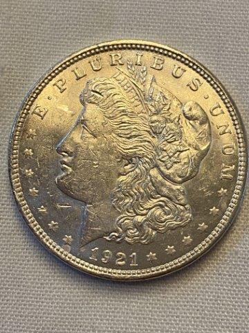 Morgan Silver Dollar: Please see picture for date & mint mark. KEY WORDS: NATIVE Amerman INDIAN ARTIFACT ARTIFACTS ARROWHEAD ARROWHEADS MISSISSIPPIAN QUAPAW CADDO POTTERY COINS MORGAN DOLLAR PEACE DOLLAR SILVER COINS