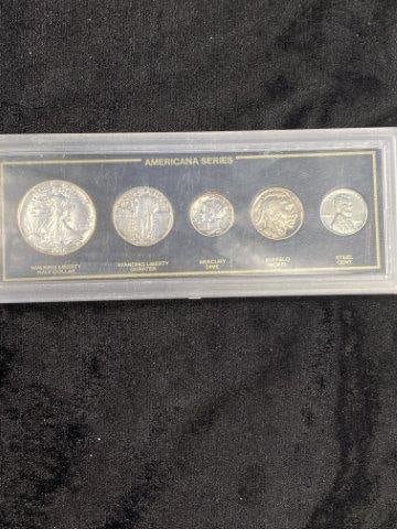 Silver Coin Set Americana Series: Please see picture for date & mint mark. KEY WORDS: NATIVE AMERICAN INDIAN ARTIFACT ARTIFACTS ARROWHEAD ARROWHEADS MISSISSIPPIAN QUAPAW CADDO POTTERY COINS MORGAN DOLLAR PEACE DOLLAR SILVER COINS