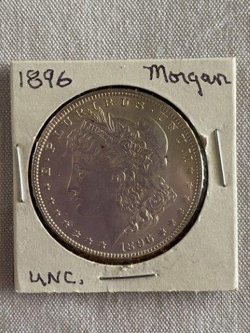 Morgan Silver Dollar: Please see picture for date & mint mark. KEY WORDS: NATIVE AMERICAN INDIAN ARTIFACT ARTIFACTS ARROWHEAD ARROWHEADS MISSISSIPPIAN QUAPAW CADDO POTTERY COINS MORGAN DOLLAR PEACE DOLLAR SILVER COINS
