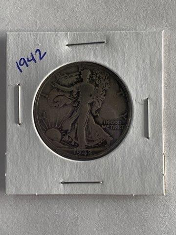 Walking Liberty Half Dollar: Please see picture for Date & Mint Mark. KEY WORDS: NATIVE AMERICAN INDIAN ARTIFACT ARTIFACTS ARROWHEAD ARROWHEADS MISSISSIPPIAN QUAPAW CADDO POTTERY COINS MORGAN DOLLAR PEACE DOLLAR SILVER COINS