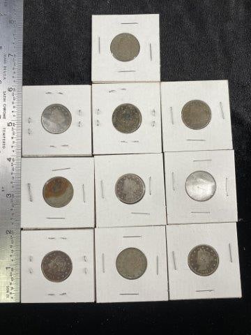10 V Nickels: Please see picture for measurement. Now taking in consignments for pre-1980 baseball cards , coins & arrowheads etc. Call anytime for details 501-590-6771. KEY WORDS: NATIVE AMERICAN INDIAN ARTIFACT A