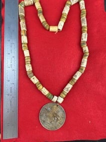 Peace Medal with Trade Beads Necklace