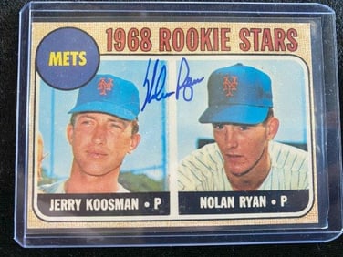 Nolan Ryan & Jerry Koosman Rookie Card Authentic Autograph Hand Signed by Nolan Ryan Card is