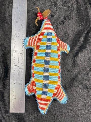 Lizard Beaded Fetish with 1896 Indian Head Penny Ute Indians (1 of 6)