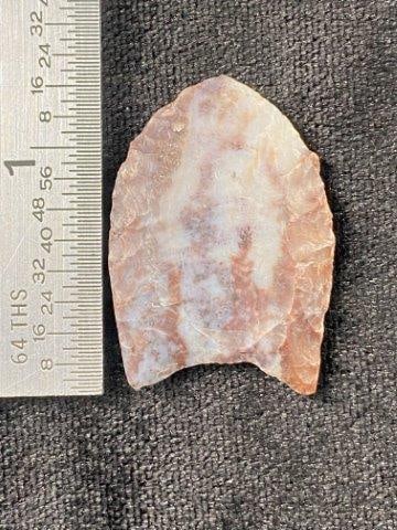 1 & 3/8" Folsom from New Mexico from the Ed. J. Bergman Collection: ex - ED. J. Bergman Collection. Now taking in consignments for pre-1980 baseball cards , coins & arrowheads etc. Call anytime for details 501-590-6771. KEY WORDS: NATIVE AMERICAN INDIAN ARTIFACT ARTIF