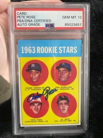 Pete Rose Hand Signed Authentic Autograph Baseball Card (1 of 2)