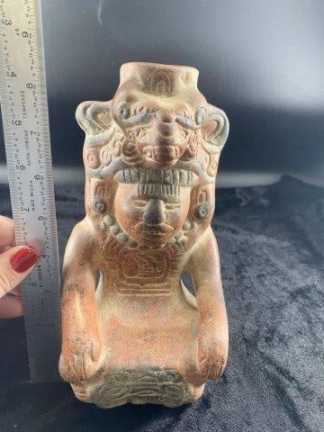 Pottery Vessel From Mexico: Pottery Vessel From Mexico Please see picture for measurement. Now taking in consignments for pre-1980 baseball cards , coins & arrowheads etc. Call anytime for details 501-590-6771. KEY WORDS: NATIVE