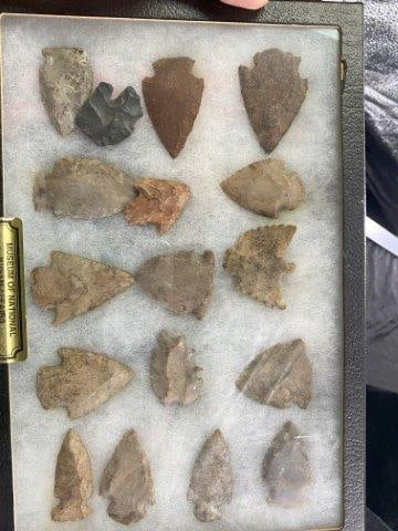Frame of Points and Effigys, frame IS included  Indian Artifact Arrowhead (1 of 1)