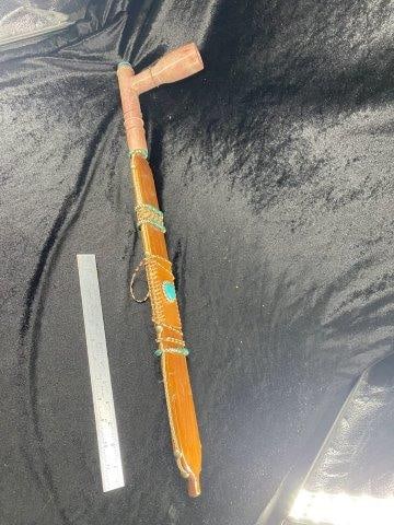 Large Catlinite Pipe with very unusual wooden stem Indian Artifact Arrowhead (1 of 8)