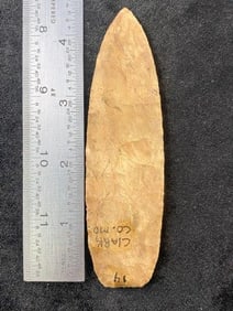 4 & 1/2" Agate Basin from Clark County, Missouri Indian Artifact Arrowhead ex - Hoots Collection