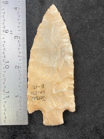 4" Hardin from Jersey County, Illinois Indian Artifact Arrowhead ex - Hoots Collection 1970's (1 of 3)