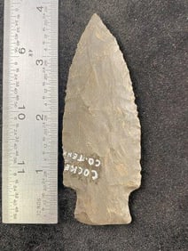 3 & 5/8" Hardin from Tennessee Indian Artifact Arrowhead ex - Hoots Collection 1970's Arkansas