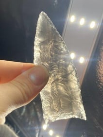 3 & 3/8" Obsidian Clovis from Oregon Indian Artifact Arrowhead ex - Hoots Collection 1970's Arkansas