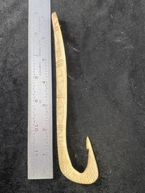 Large Engraved Bone Hook
