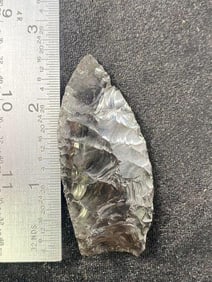 2 & 1/2" Obsidian Clovis from Oregon Indian Artifact Arrowhead ex - Hoots Collection 1970's Arkansas