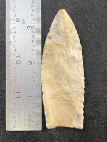 3 & 3/8" Clovis from Illinois Indian Artifact Arrowhead