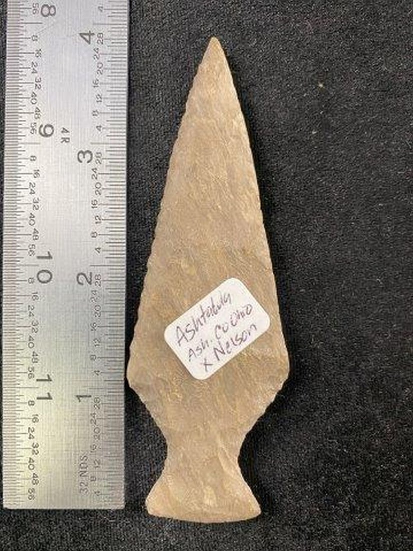 4" Ashtabula from Ash County, Ohio ex - Nelson Collection Indian Artifact Arrowhead (1 of 3)