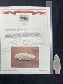 Adena Stemmed Point with Bannerstone Tom COA from Boone County, Missouri