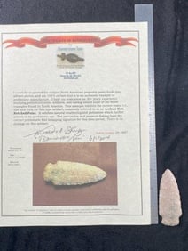 Archaic Side Notched Point with Bannerstone Tom COA from Boone County, Missouri