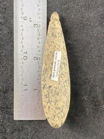 Snyders Grooved Plummet, made of Granite from Dubuque County, Indiana Indian Artifact Arrowhead