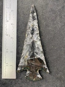 5 & 3/8" Black Obsidian Arrowhead from the Columbian River in Oregon Indian Artifact Arrowhead