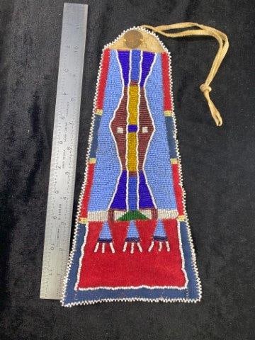 Sioux Beaded Tomohawk Drop with 1890 Indian Head Penny Indian Artifact Arrowhead (1 of 6)