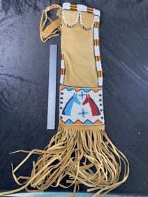 Beaded Sioux Pipe Bag 17" with Fringe