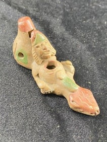 Snake Head Mouth Piece Pipe Indian Artifact Arrowhead